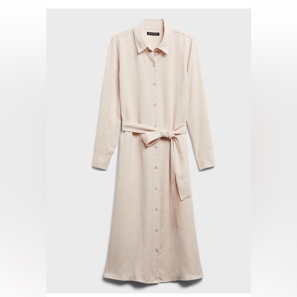 Banana Republic TENCEL™ MIDI SHIRTDRESS Ivory Cream Shirt Dress NWT Size Large